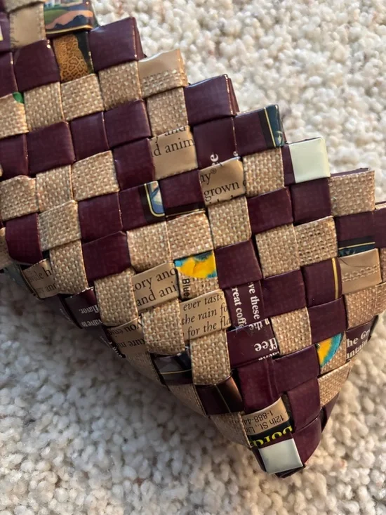 Upcycled Woven clutch with zipper NWOT - Picture 9 of 9